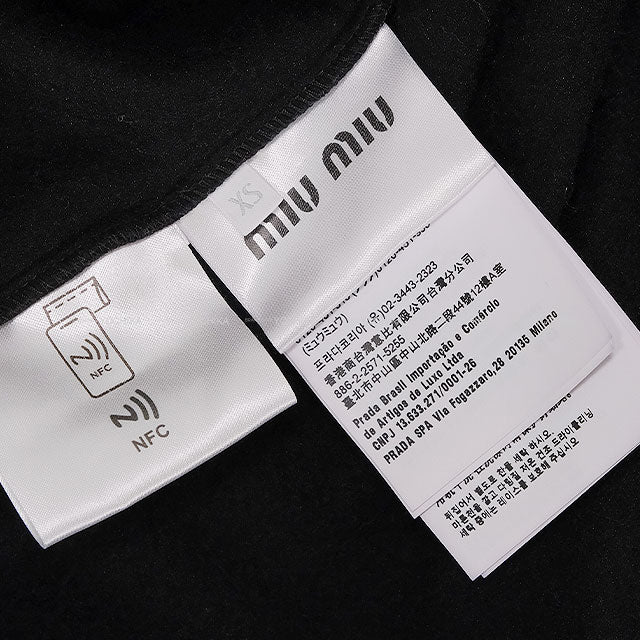 [Pre-loved] Miu Miu Sweat Shirt Logo Fleece Half-Zip Noir (Black) Polyester/Recycle Polyester #XS MJL043[LIKE NEW][Authentic]