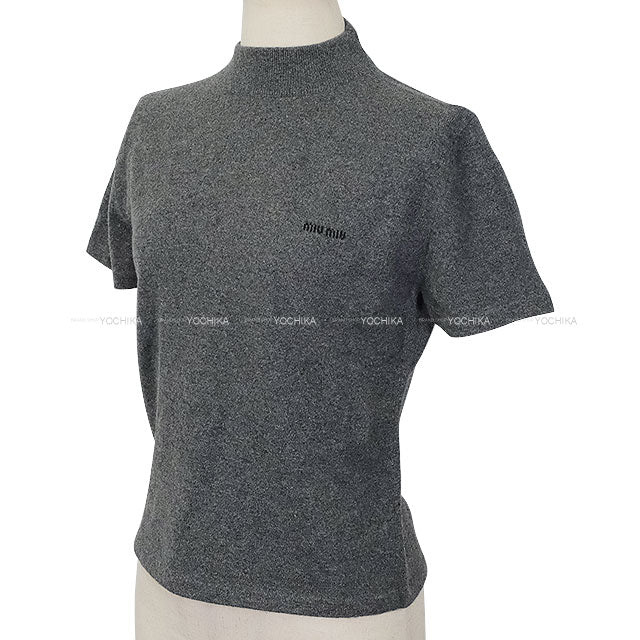 Miu Miu Sweater Cashmere Logo Grey Cashmere #40 MMR451[EXCELLENT][Authentic]