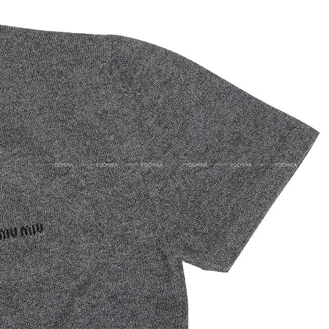 Miu Miu Sweater Cashmere Logo Grey Cashmere #40 MMR451[EXCELLENT][Authentic]