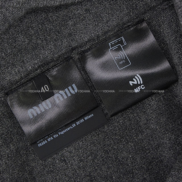 Miu Miu Sweater Cashmere Logo Grey Cashmere #40 MMR451[EXCELLENT][Authentic]