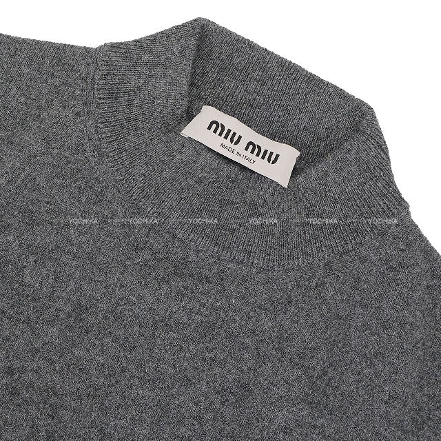 Miu Miu Sweater Cashmere Logo Grey Cashmere #40 MMR451[EXCELLENT][Authentic]