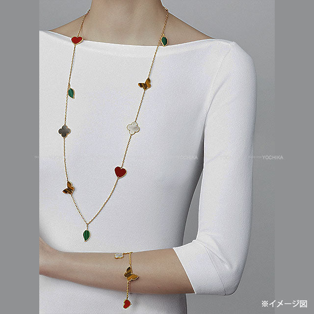 Van Cleef & Arpels bracelet Lucky Alhambra 4 Motifs Red/Brown/White/Green K18/Carnelian/Tiger’s Eye/Mother of Pearl/Malachite VCARD79600[EXCELLENT][Authentic]