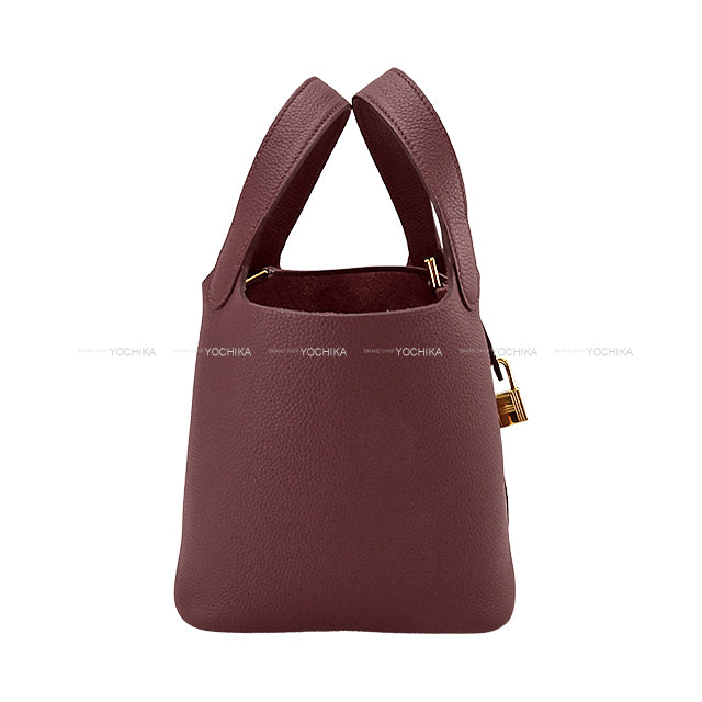 HERMES Handbag Picotin Lock 18 PM Bordeaux Taurillon Maurice Gold HW Stamp B[EXCELLENT][Authentic]