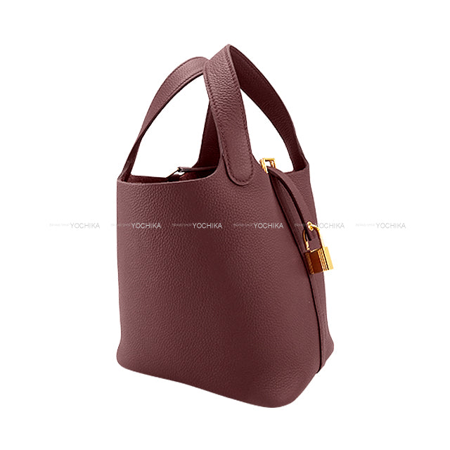 HERMES Handbag Picotin Lock 18 PM Bordeaux Taurillon Maurice Gold HW Stamp B[EXCELLENT][Authentic]