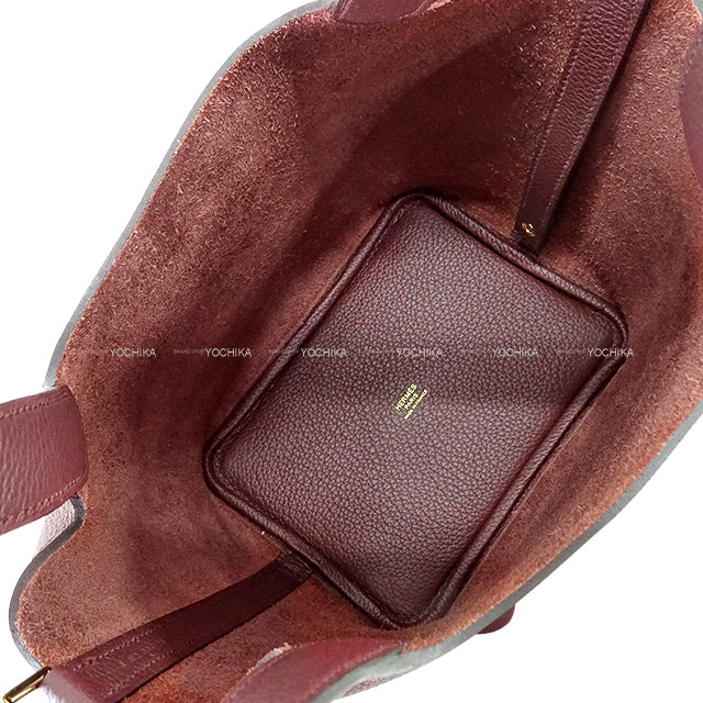 HERMES Handbag Picotin Lock 18 PM Bordeaux Taurillon Maurice Gold HW Stamp B[EXCELLENT][Authentic]