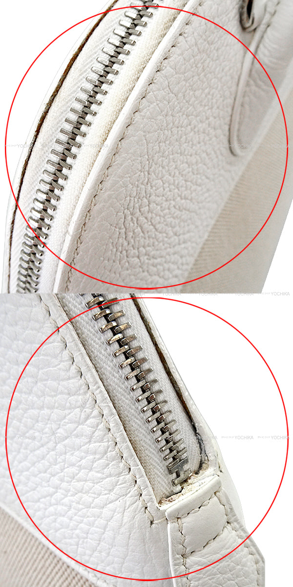[Pre-loved] HERMES Shoulder bag Bolide35(37) Blanc (White) Toile H/Taurillon Clemence Silver HW Stamp □I[LIKE NEW][Authentic]