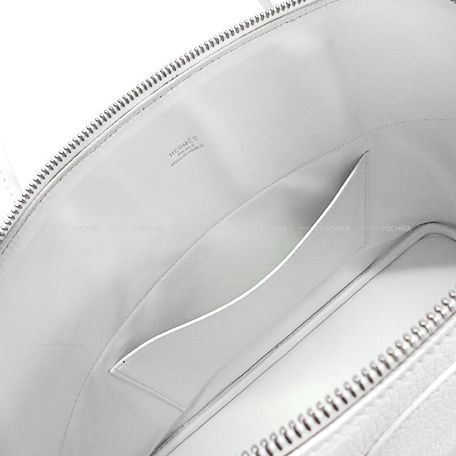 [Pre-loved] HERMES Shoulder bag Bolide35(37) Blanc (White) Toile H/Taurillon Clemence Silver HW Stamp □I[LIKE NEW][Authentic]