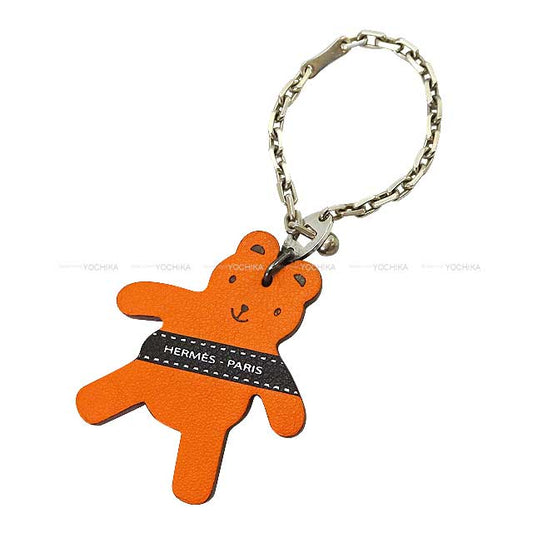 [Pre-loved] 2011 Berlin Limited Edition HERMES bag charm Bear Bolduc Ribbon Orange Veau Swift Silver HW[LIKE NEW][Authentic]