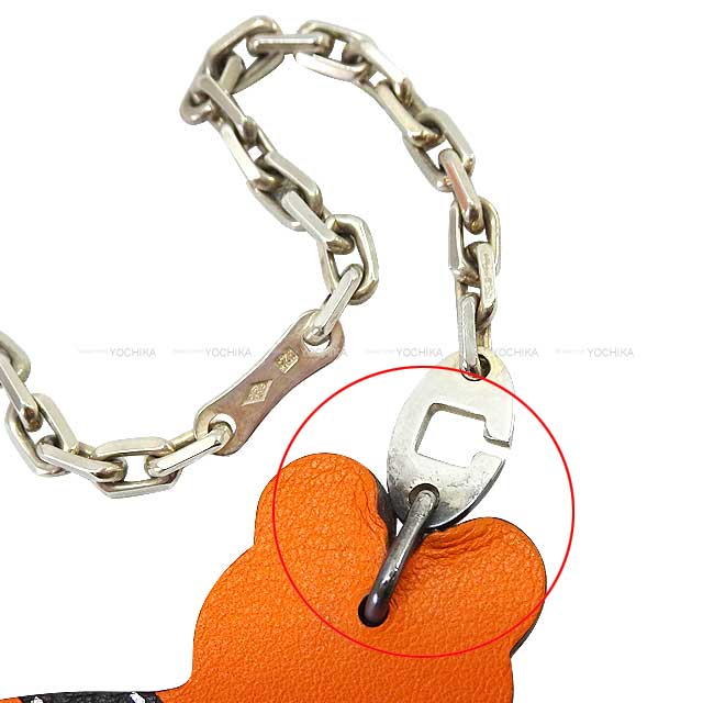[Pre-loved] 2011 Berlin Limited Edition HERMES bag charm Bear Bolduc Ribbon Orange Veau Swift Silver HW[LIKE NEW][Authentic]