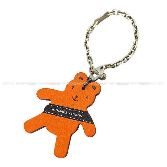 [Pre-loved] 2011 Berlin Limited Edition HERMES bag charm Bear Bolduc Ribbon Orange Veau Swift Silver HW[LIKE NEW][Authentic]
