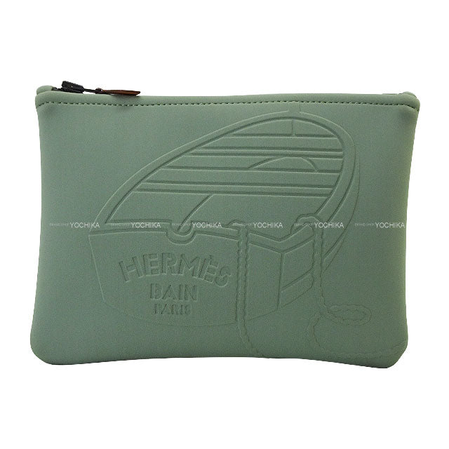HERMES Pouch NEO BAIN Thalassa PM Kaki Nylon/Polyurethane[EXCELLENT][Authentic]
