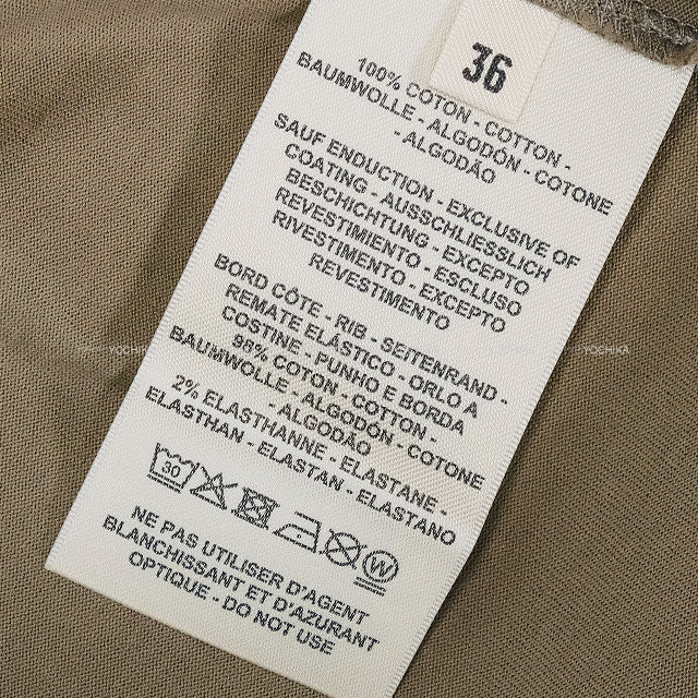 [Pre-loved] HERMES Short sleeve t shirt Ladies Dress Cartouche Kaki Cotton100% #36[USED SA][Authentic]