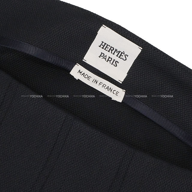 [Pre-loved] HERMES skirt Ladies Saddler Pleated Flarerd Viscose Noir (Black) Reyon/Silk #38 Silver HW[USED SA][Authentic]