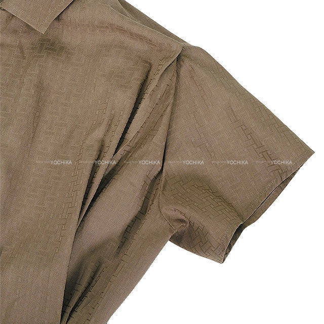 [Pre-loved] HERMES One‐piece dress Ladies Zip-Up H Mosaic Gris Etoupe Cotton100% #36 Silver HW[LIKE NEW][Authentic]