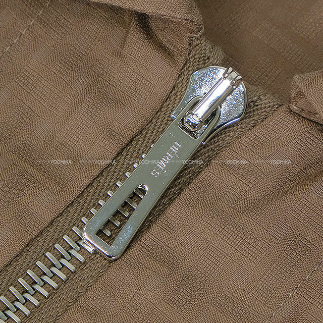 [Pre-loved] HERMES One‐piece dress Ladies Zip-Up H Mosaic Gris Etoupe Cotton100% #36 Silver HW[LIKE NEW][Authentic]