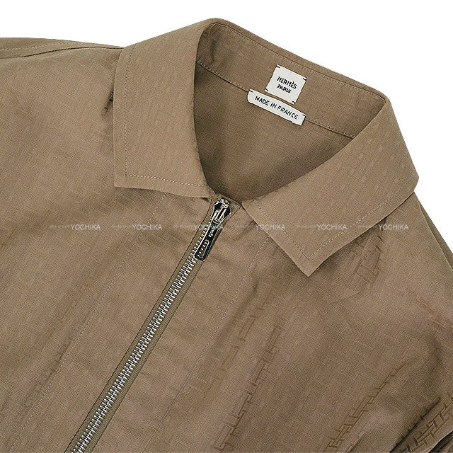 [Pre-loved] HERMES One‐piece dress Ladies Zip-Up H Mosaic Gris Etoupe Cotton100% #36 Silver HW[LIKE NEW][Authentic]