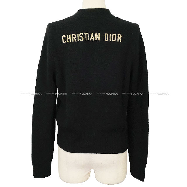 [Pre-loved] Dior Cardigan Ladies Back Logo Noir (Black) Cashmere #38 144G54AM002[LIKE NEW][Authentic]