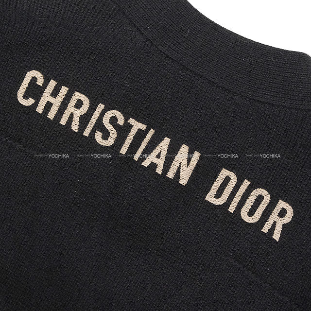 [Pre-loved] Dior Cardigan Ladies Back Logo Noir (Black) Cashmere #38 144G54AM002[LIKE NEW][Authentic]