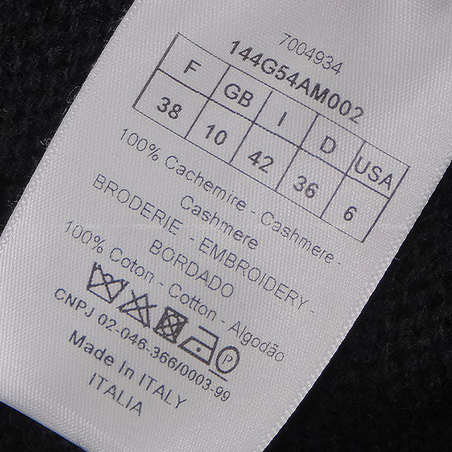 [Pre-loved] Dior Cardigan Ladies Back Logo Noir (Black) Cashmere #38 144G54AM002[LIKE NEW][Authentic]