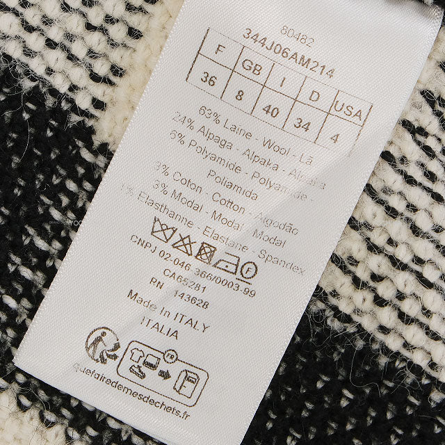 [Pre-loved] Dior Tops Ladies Sleeveless Checked Bee Blanc (White)/Noir (Black) Wool/Alpaca #36 344T11AM214[LIKE NEW][Authentic]