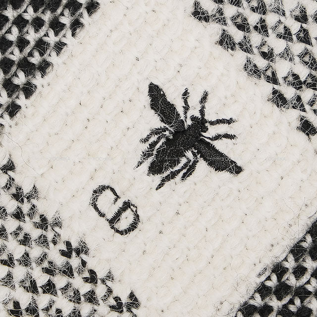 [Pre-loved] Dior skirt Ladies Checked Wrap Bee Flare Blanc (White)/Noir (Black) Wool/Alpaca #36 344J06AM214[LIKE NEW][Authentic]