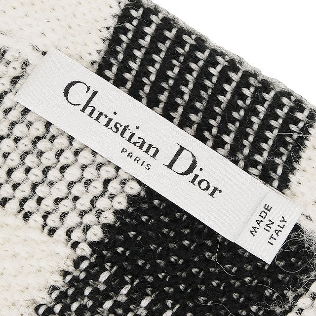 [Pre-loved] Dior skirt Ladies Checked Wrap Bee Flare Blanc (White)/Noir (Black) Wool/Alpaca #36 344J06AM214[LIKE NEW][Authentic]