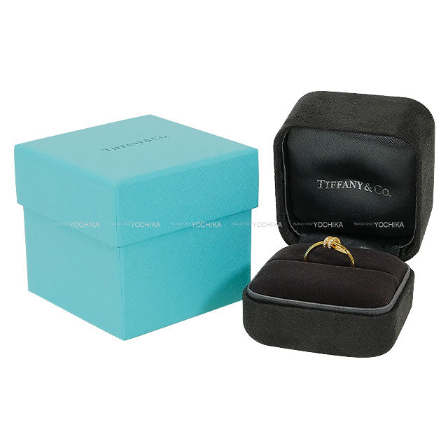 TIFFANY&Co. ring Knot Gold K18/Diamond 0.05ct #50[EXCELLENT][Authentic]
