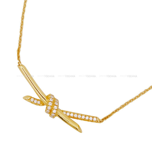 TIFFANY&Co. necklace Knot Pendant Gold K18/Diamond 0.25ct[EXCELLENT][Authentic]