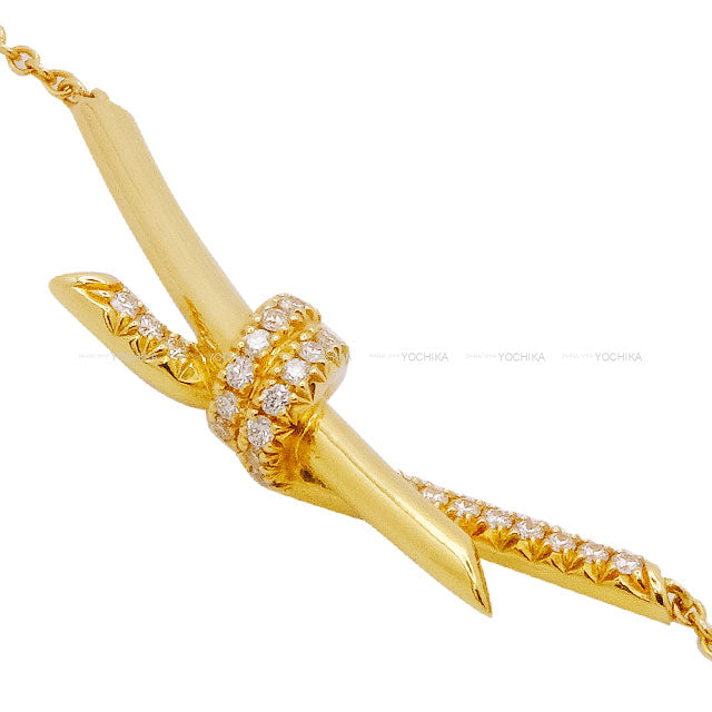 TIFFANY&Co. necklace Knot Pendant Gold K18/Diamond 0.25ct[EXCELLENT][Authentic]
