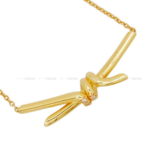 TIFFANY&Co. necklace Knot Pendant Gold K18/Diamond 0.25ct[EXCELLENT][Authentic]