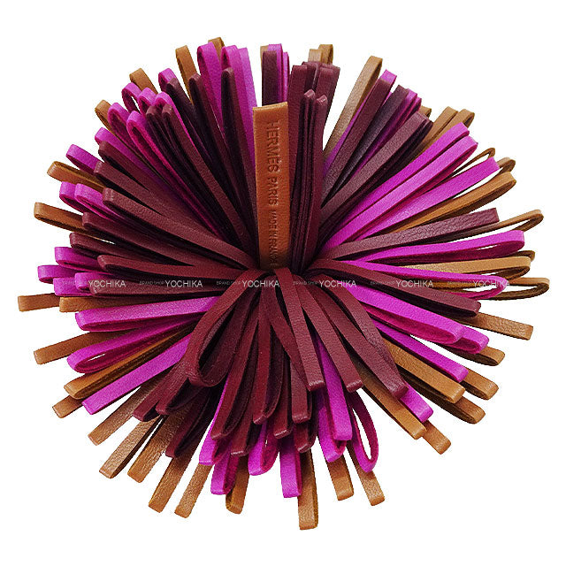 HERMES key ring Carmen Tricolor Gold/Rose Purple/Rouge H Agneau Milo Silver HW[EXCELLENT][Authentic]