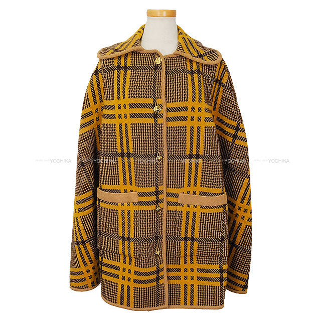 [Pre-loved] GUCCI Poncho Reversible Logo With Hood Cape coat Beige/Brown Wool/Nylon/Polyurethane Gold HW 699876[LIKE NEW][Authentic]