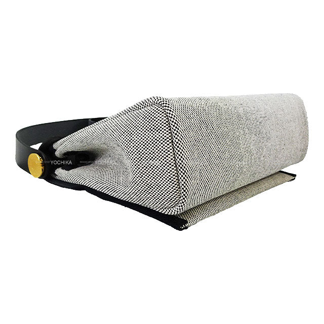 [Pre-loved] HERMES Shoulder bag Herbag Zip 20 Mini Noir (Black)/Ecru Toile Militaire/Vache Hunter Gold HW Stamp K[LIKE NEW][Authentic]