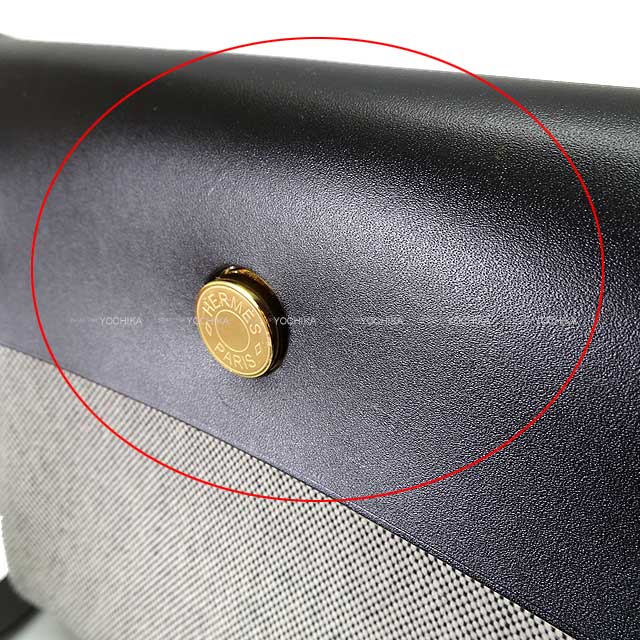 [Pre-loved] HERMES Shoulder bag Herbag Zip 20 Mini Noir (Black)/Ecru Toile Militaire/Vache Hunter Gold HW Stamp K[LIKE NEW][Authentic]