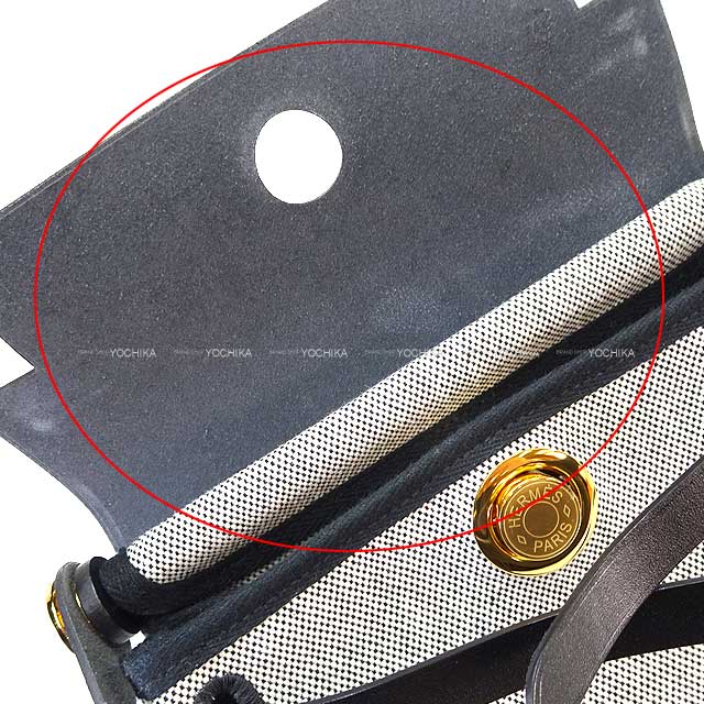 [Pre-loved] HERMES Shoulder bag Herbag Zip 20 Mini Noir (Black)/Ecru Toile Militaire/Vache Hunter Gold HW Stamp K[LIKE NEW][Authentic]