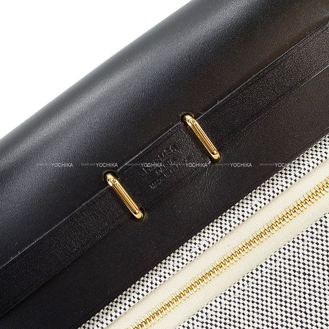 [Pre-loved] HERMES Shoulder bag Herbag Zip 20 Mini Noir (Black)/Ecru Toile Militaire/Vache Hunter Gold HW Stamp K[LIKE NEW][Authentic]