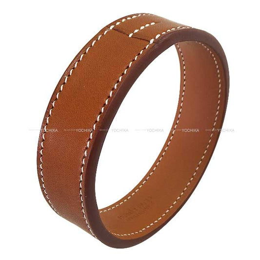 HERMES bracelet Bangle Sellier #T3 Fauve/Gold Veau Barenia Stamp K[BRAND NEW][Authentic]