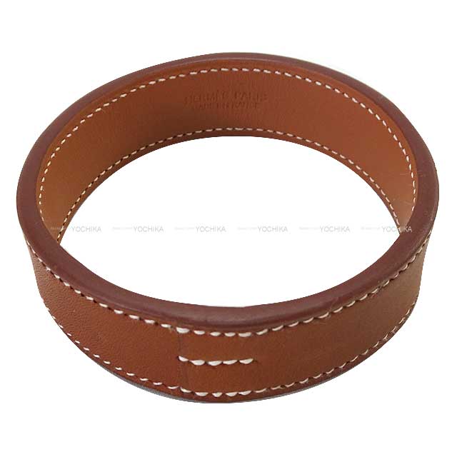 HERMES bracelet Bangle Sellier #T3 Fauve/Gold Veau Barenia Stamp K[BRAND NEW][Authentic]