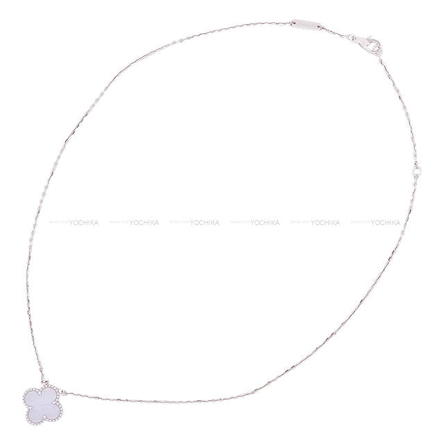 Van Cleef & Arpels necklace Vintage Alhambra Pendant K18WG/Chalcedony VCARD34900[BRAND NEW][Authentic]