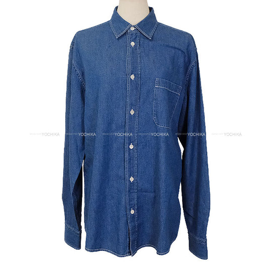 [Pre-loved] HERMES Long sleeve shirt Men's Denim Blue Cotton100% #38[LIKE NEW][Authentic]