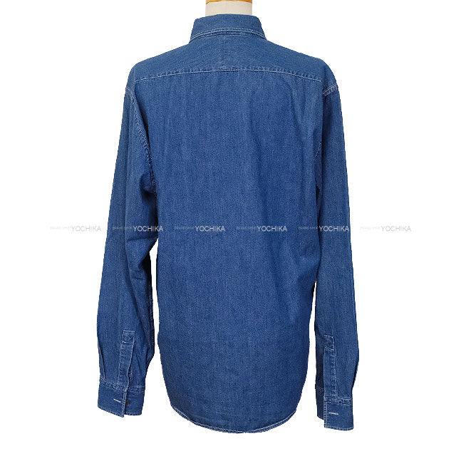 [Pre-loved] HERMES Long sleeve shirt Men's Denim Blue Cotton100% #38[LIKE NEW][Authentic]