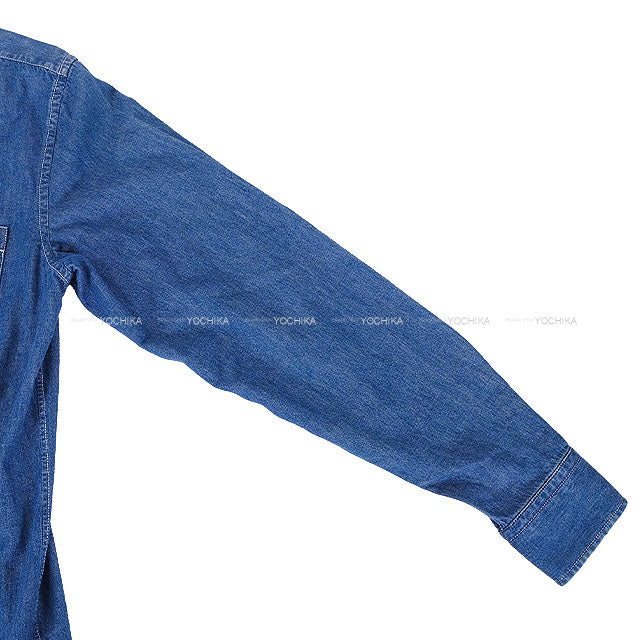 [Pre-loved] HERMES Long sleeve shirt Men's Denim Blue Cotton100% #38[LIKE NEW][Authentic]