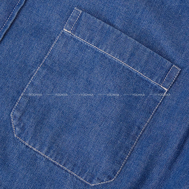 [Pre-loved] HERMES Long sleeve shirt Men's Denim Blue Cotton100% #38[LIKE NEW][Authentic]