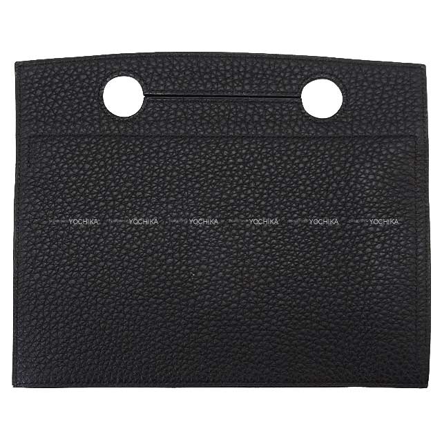 HERMES Pouch Bag Pocket Poach 30 Noir (Black) Veau Togo Gold HW Stamp Z[EXCELLENT][Authentic]