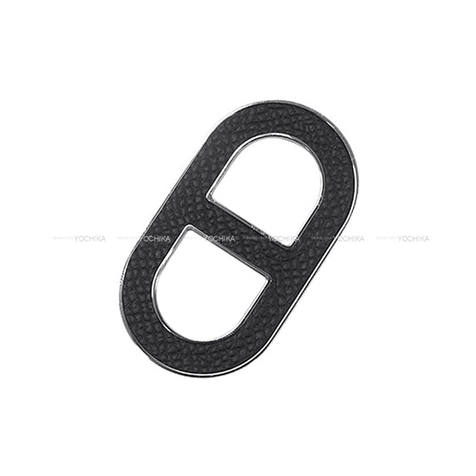 HERMES broach Chaine D'ancre Noir (Black) Veau Epsom Silver HW[BRAND NEW][Authentic]