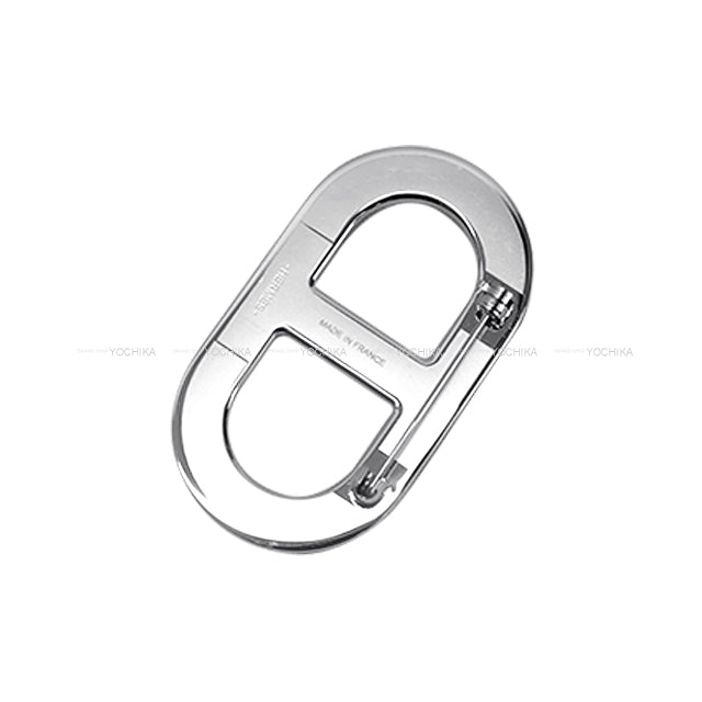 HERMES broach Chaine D'ancre Noir (Black) Veau Epsom Silver HW[BRAND NEW][Authentic]