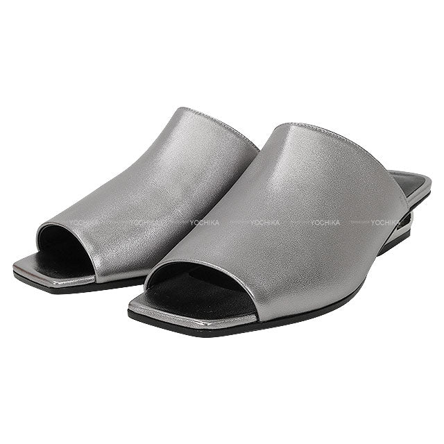 HERMES sandals IDOLE Gris Argent Vieilli Nappa Leather #38 Silver HW[EXCELLENT][Authentic]