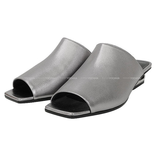 HERMES sandals IDOLE Gris Argent Vieilli Nappa Leather #38 Silver HW[EXCELLENT][Authentic]