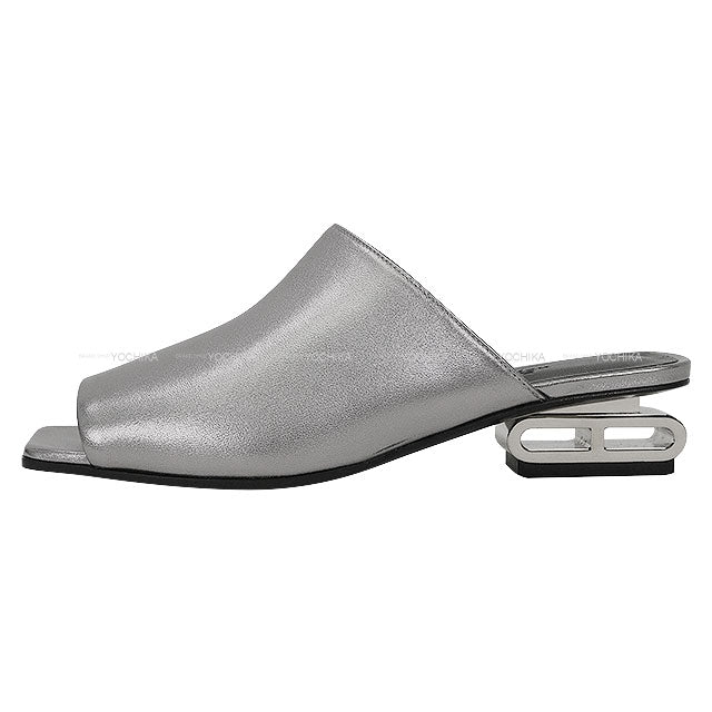 HERMES sandals IDOLE Gris Argent Vieilli Nappa Leather #38 Silver HW[EXCELLENT][Authentic]