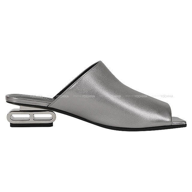 HERMES sandals IDOLE Gris Argent Vieilli Nappa Leather #38 Silver HW[EXCELLENT][Authentic]